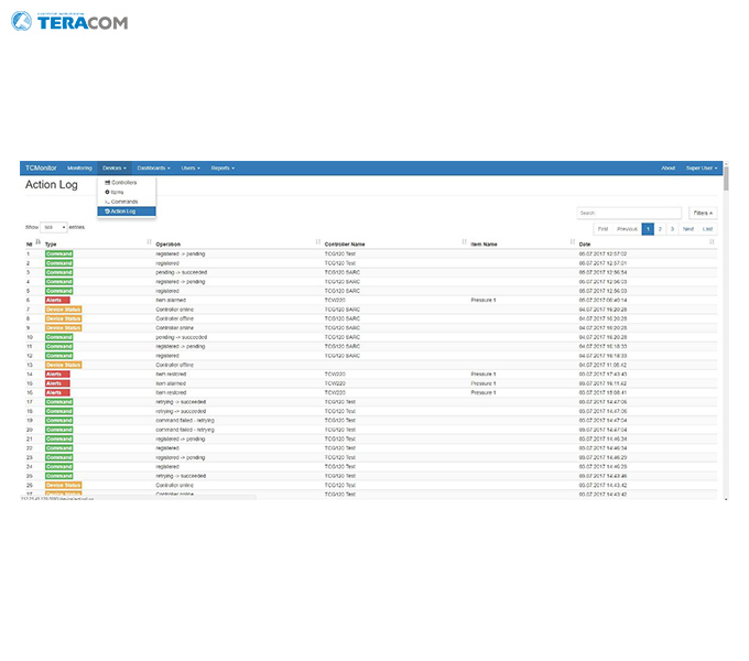 نرم افزار نظارت و کنترل شرایط محیطی محصولات Teracom_product